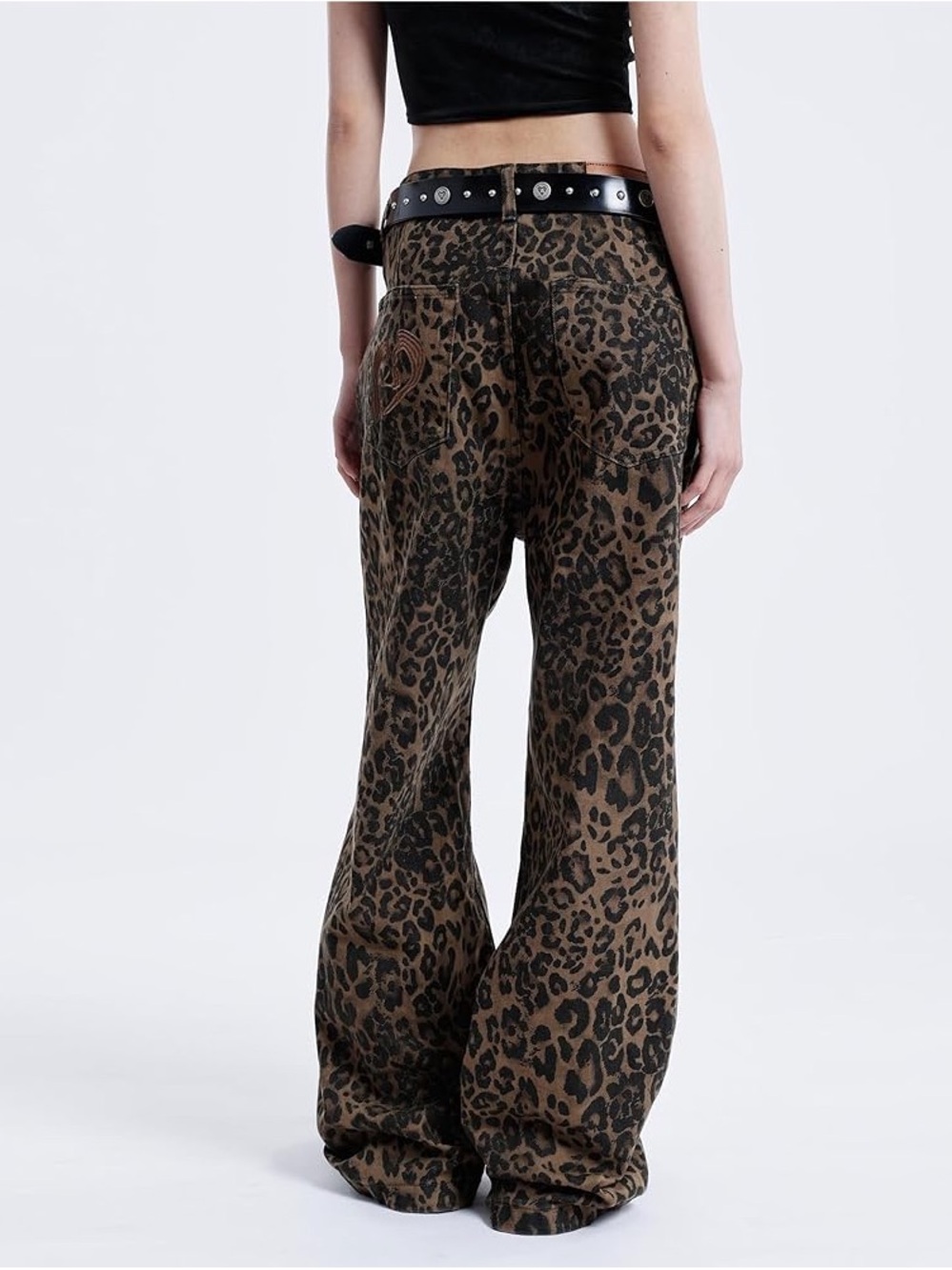 Aelfric Eden Leopard Print Wide Leg Jeans Brown Black Y2K Streetwear Statement